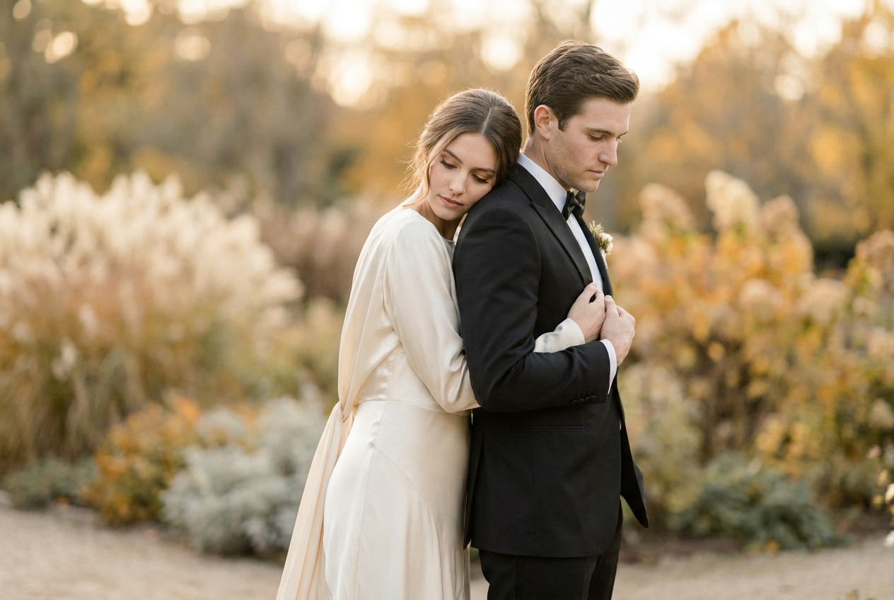 Couple in warm afternoon light, candid editorial frame